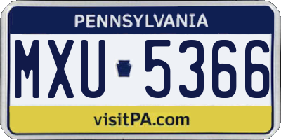 PA license plate MXU5366