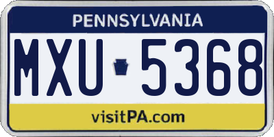 PA license plate MXU5368
