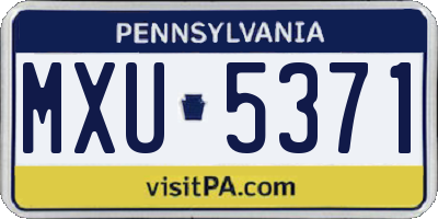 PA license plate MXU5371