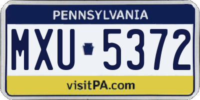 PA license plate MXU5372