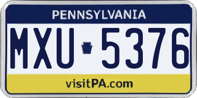 PA license plate MXU5376