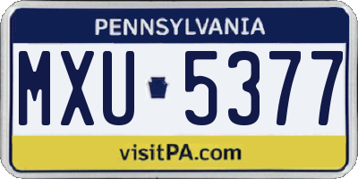 PA license plate MXU5377