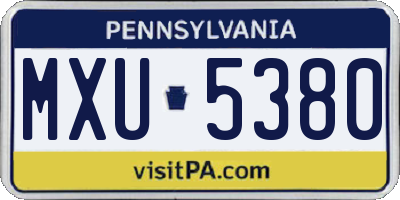 PA license plate MXU5380