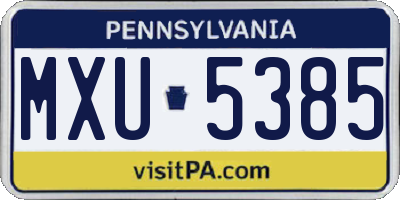 PA license plate MXU5385