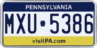 PA license plate MXU5386