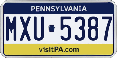 PA license plate MXU5387