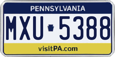 PA license plate MXU5388