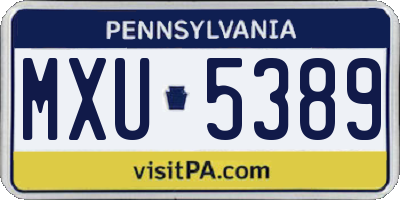 PA license plate MXU5389