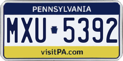 PA license plate MXU5392