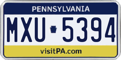 PA license plate MXU5394