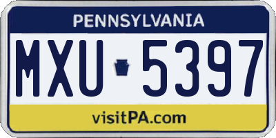 PA license plate MXU5397