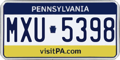 PA license plate MXU5398
