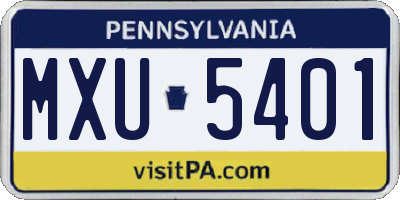 PA license plate MXU5401