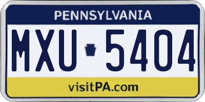 PA license plate MXU5404