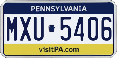 PA license plate MXU5406