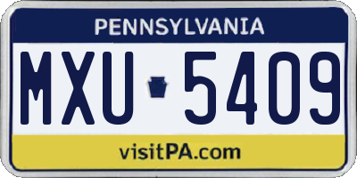 PA license plate MXU5409