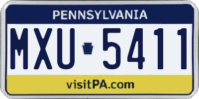 PA license plate MXU5411