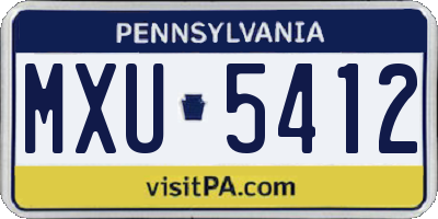 PA license plate MXU5412