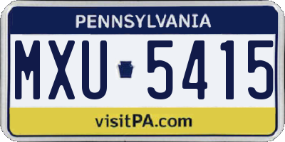 PA license plate MXU5415