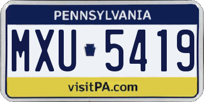 PA license plate MXU5419