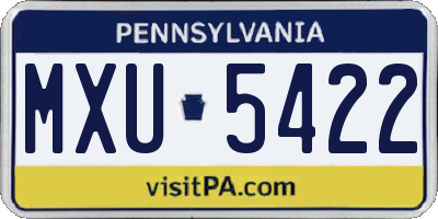 PA license plate MXU5422