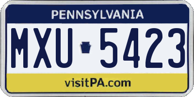 PA license plate MXU5423