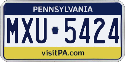 PA license plate MXU5424