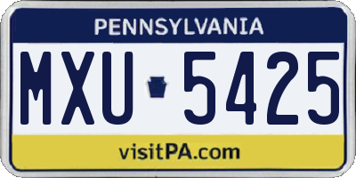 PA license plate MXU5425