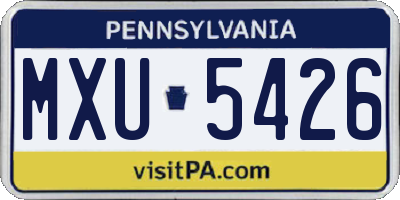PA license plate MXU5426