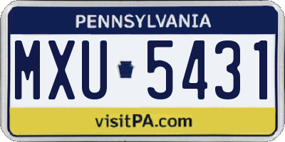 PA license plate MXU5431