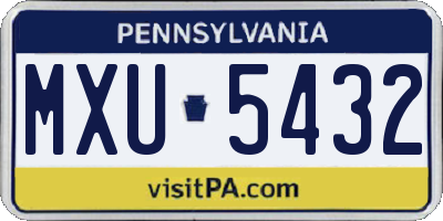 PA license plate MXU5432