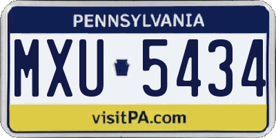 PA license plate MXU5434