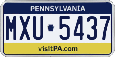 PA license plate MXU5437