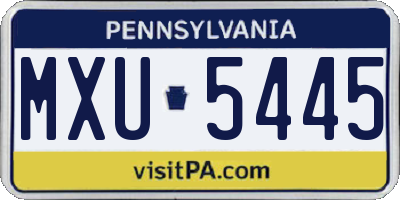 PA license plate MXU5445