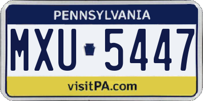 PA license plate MXU5447