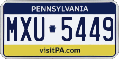 PA license plate MXU5449