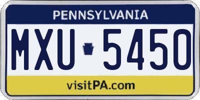 PA license plate MXU5450