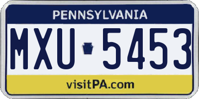 PA license plate MXU5453