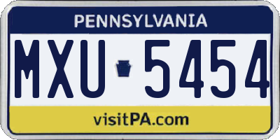 PA license plate MXU5454