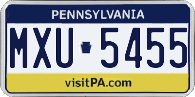 PA license plate MXU5455