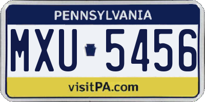 PA license plate MXU5456