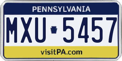 PA license plate MXU5457