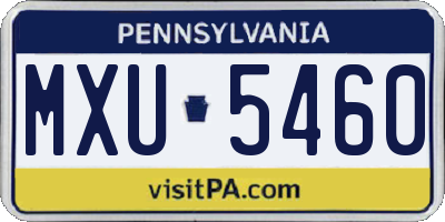 PA license plate MXU5460