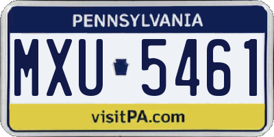 PA license plate MXU5461