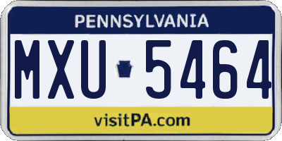 PA license plate MXU5464