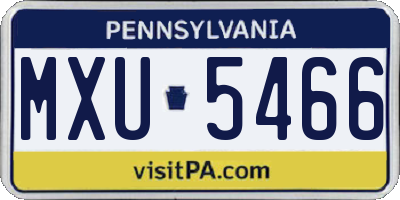 PA license plate MXU5466