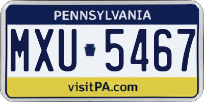 PA license plate MXU5467