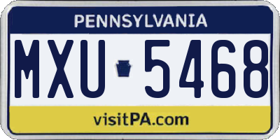 PA license plate MXU5468