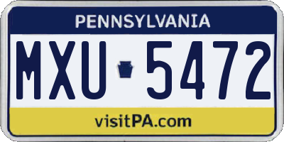 PA license plate MXU5472