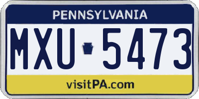 PA license plate MXU5473